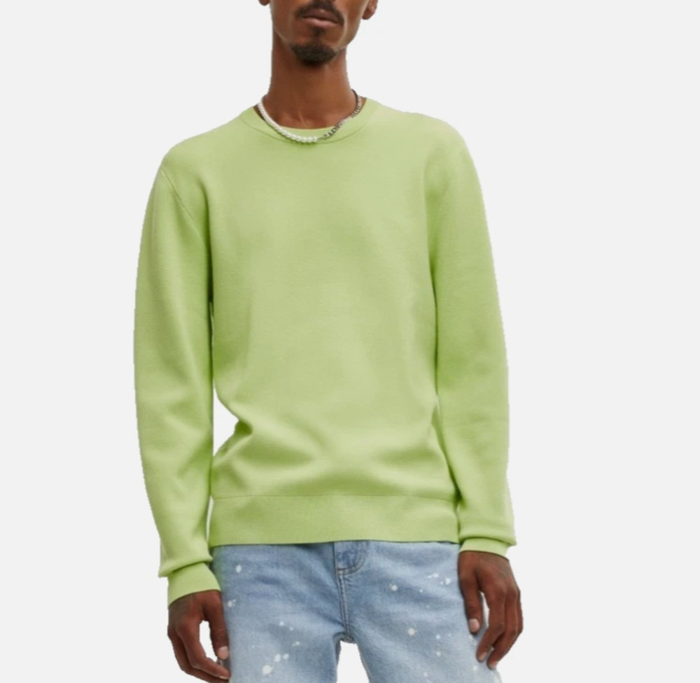 Mode of One Mens Regular Fit Crewneck Sweater in Acid Green Size XXL